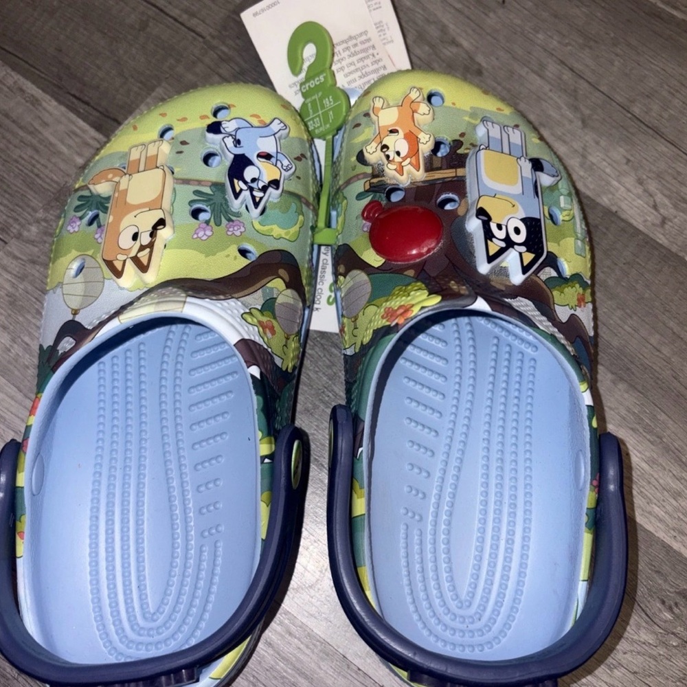 CROCS Kids Cartoon Slippers - Blue and Yellow